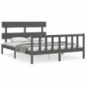 Massivholzbett mit Kopfteil Grau 5FT King Size