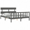 Massivholzbett mit Kopfteil Grau 5FT King Size