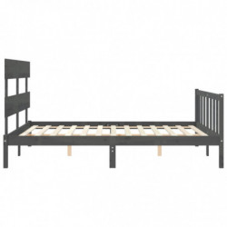 Massivholzbett mit Kopfteil Grau 5FT King Size