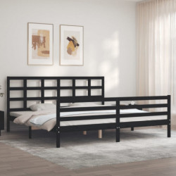 Massivholzbett mit Kopfteil Schwarz 6FT Super King