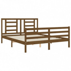 Massivholzbett mit Kopfteil Honigbraun 5FT King Size