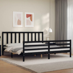 Massivholzbett mit Kopfteil Schwarz 6FT Super King