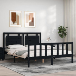 Massivholzbett mit Kopfteil Schwarz 160x200 cm