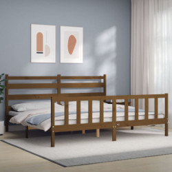 Bettgestell mit Kopfteil Honigbraun 180x200 cm Massivholz