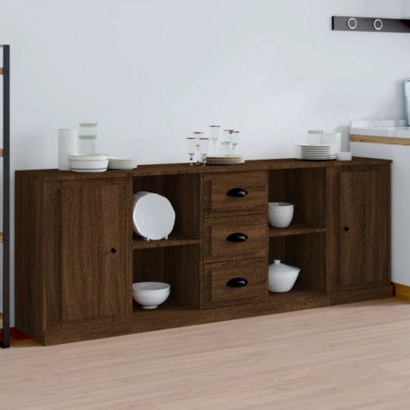 Sideboards 3 Stk. Braun Eichen-Optik Holzwerkstoff