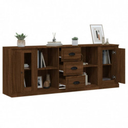 Sideboards 3 Stk. Braun Eichen-Optik Holzwerkstoff