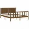 Massivholzbett mit Kopfteil Honigbraun 5FT King Size