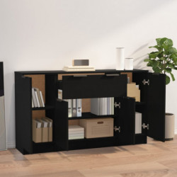 Sideboards 3 Stk. Schwarz Holzwerkstoff