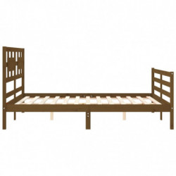 Massivholzbett mit Kopfteil Honigbraun 5FT King Size