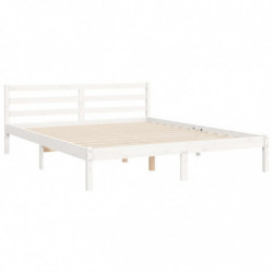 Massivholzbett mit Kopfteil Weiß 5FT King Size