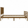 Massivholzbett mit Kopfteil Honigbraun 5FT King Size