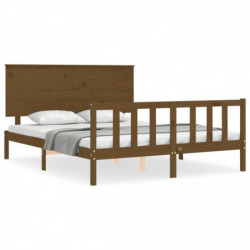 Massivholzbett mit Kopfteil Honigbraun 5FT King Size