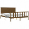 Massivholzbett mit Kopfteil Honigbraun 5FT King Size