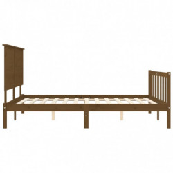 Massivholzbett mit Kopfteil Honigbraun 5FT King Size