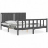 Massivholzbett mit Kopfteil Grau 5FT King Size