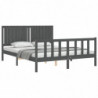 Massivholzbett mit Kopfteil Grau 5FT King Size