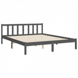 Massivholzbett mit Kopfteil Grau 5FT King Size