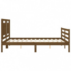 Massivholzbett mit Kopfteil Honigbraun 5FT King Size