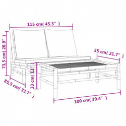 2-tlg. Garten-Lounge-Set mit Dunkelgrauen Kissen Bambus