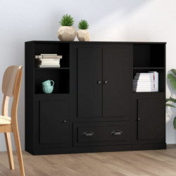 Highboards 3 Stk. Schwarz Holzwerkstoff