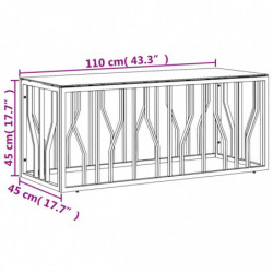 Couchtisch 110x45x45 cm Edelstahl und Glas