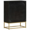 Sideboard mit 2 Türen Schwarz Gold 55x30x75 cm Massivholz Mango