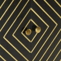 Sideboard mit 2 Türen Schwarz Gold 55x30x75 cm Massivholz Mango