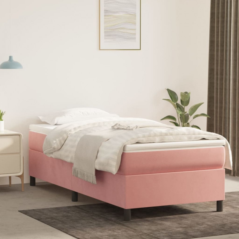 Boxspringbett mit Matratze Rosa 100x200 cm Samt