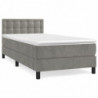 Boxspringbett mit Matratze Hellgrau 80x200 cm Samt