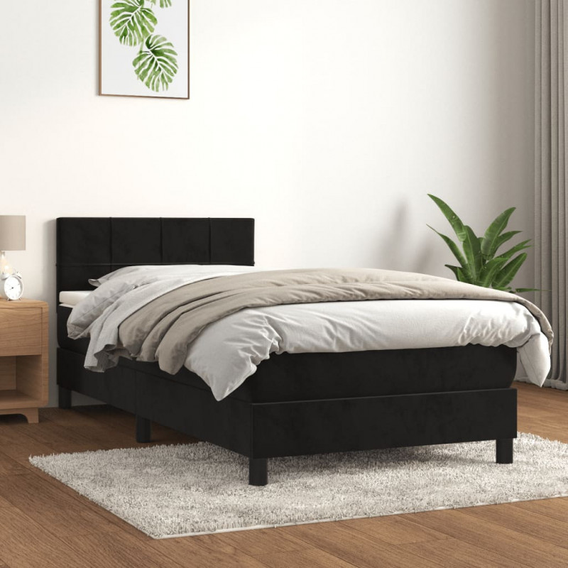 Boxspringbett mit Matratze Schwarz 90x190 cm Samt