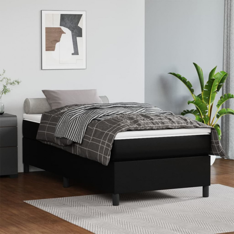 Boxspringbett mit Matratze Schwarz 100x200 cm Kunstleder