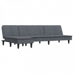 Schlafsofa in L-Form Dunkelgrau 255x140x70 cm Samt