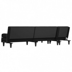 Schlafsofa in L-Form Schwarz 260x140x70 cm Stoff