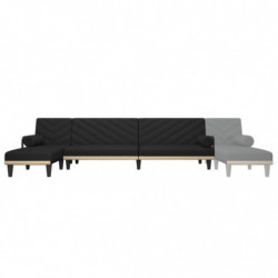 Schlafsofa in L-Form Schwarz 260x140x70 cm Stoff