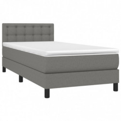 Boxspringbett mit Matratze & LED Dunkelgrau 90x190 cm Stoff