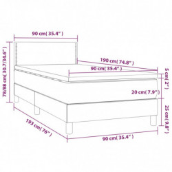 Boxspringbett mit Matratze & LED Dunkelgrau 90x190 cm Stoff