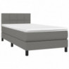 Boxspringbett mit Matratze & LED Dunkelgrau 100x200 cm Stoff