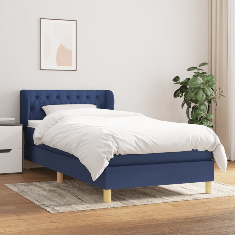 Boxspringbett mit Matratze Blau 90x190 cm Stoff