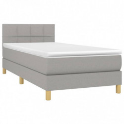 Boxspringbett mit Matratze & LED Hellgrau 100x200 cm Stoff