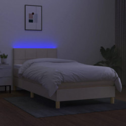 Boxspringbett mit Matratze & LED Creme 100x200 cm Stoff