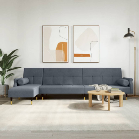 Schlafsofa in L-Form Dunkelgrau 271x140x70 cm Samt