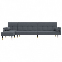 Schlafsofa in L-Form Dunkelgrau 271x140x70 cm Samt