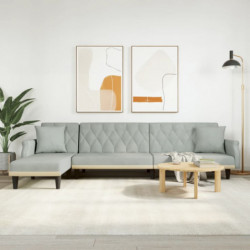 Schlafsofa in L-Form Hellgrau 271x140x70 cm Samt