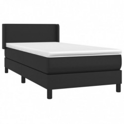 Boxspringbett mit Matratze Schwarz 100x200 cm Kunstleder