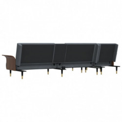 Schlafsofa in L-Form Dunkelgrau 279x140x70 cm Samt