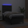 Boxspringbett mit Matratze & LED Schwarz 90x200 cm Kunstleder