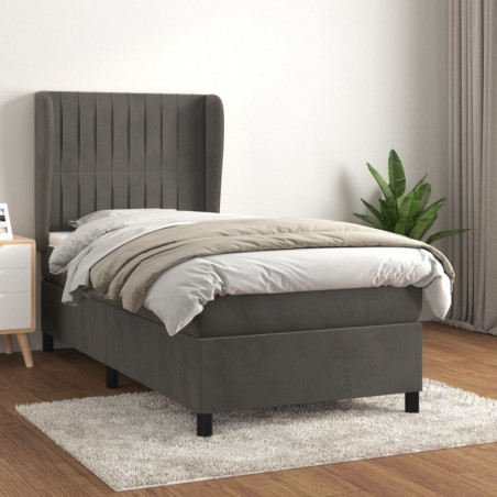 Boxspringbett mit Matratze Dunkelgrau 100x200 cm Samt Boxspringbett mit Matratze Dunkelgrau 100x200 cm Samt