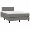 Boxspringbett mit Matratze & LED Dunkelgrau 120x200 cm Stoff