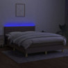 Boxspringbett mit Matratze & LED Taupe 140x190 cm Stoff