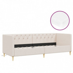 Tagesbett mit Matratze USB Creme Stoff 90x200 cm